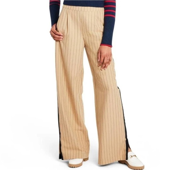Le Ligne x Target Side Stripe Wide Leg Trousers 2X Plus Tan Black Pull On Pants - Picture 1 of 11